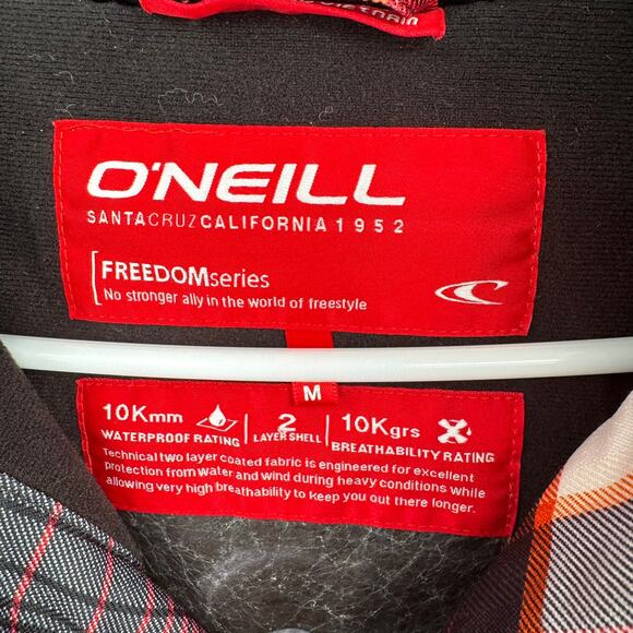 O'Neill Freedom Series 10kmm Plaid Snowboard Ski Jacket Mens Medium Red Black - Picture 9 of 16